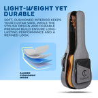 True Cult Padded Acoustic Guitar Case - Light Grey | Compatible with Yamaha, Fender, Ibanez, Cort, ESP, Epiphone, Kadence & More