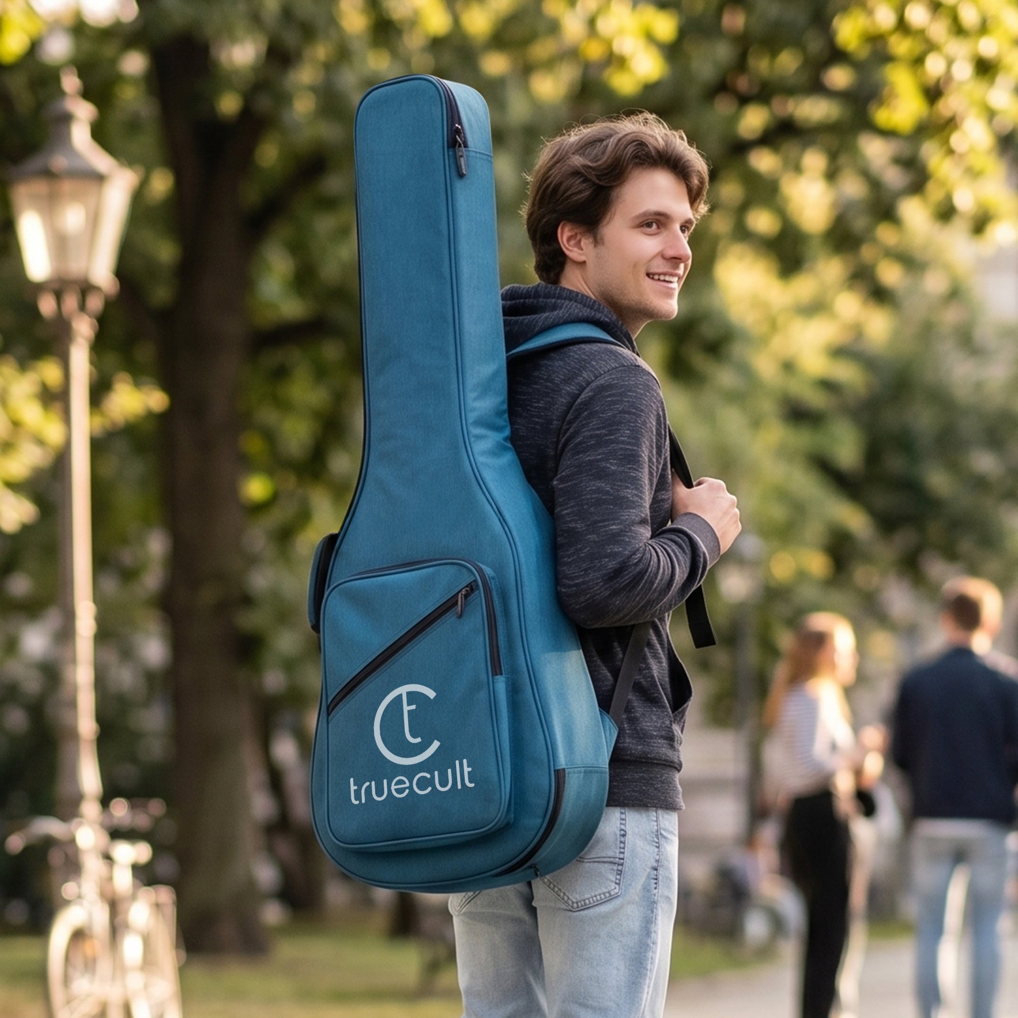 True Cult Padded Acoustic Guitar Bag – T-Blue | Fits Yamaha, Fender, Ibanez, Cort, ESP, Epiphone, Kadence & More