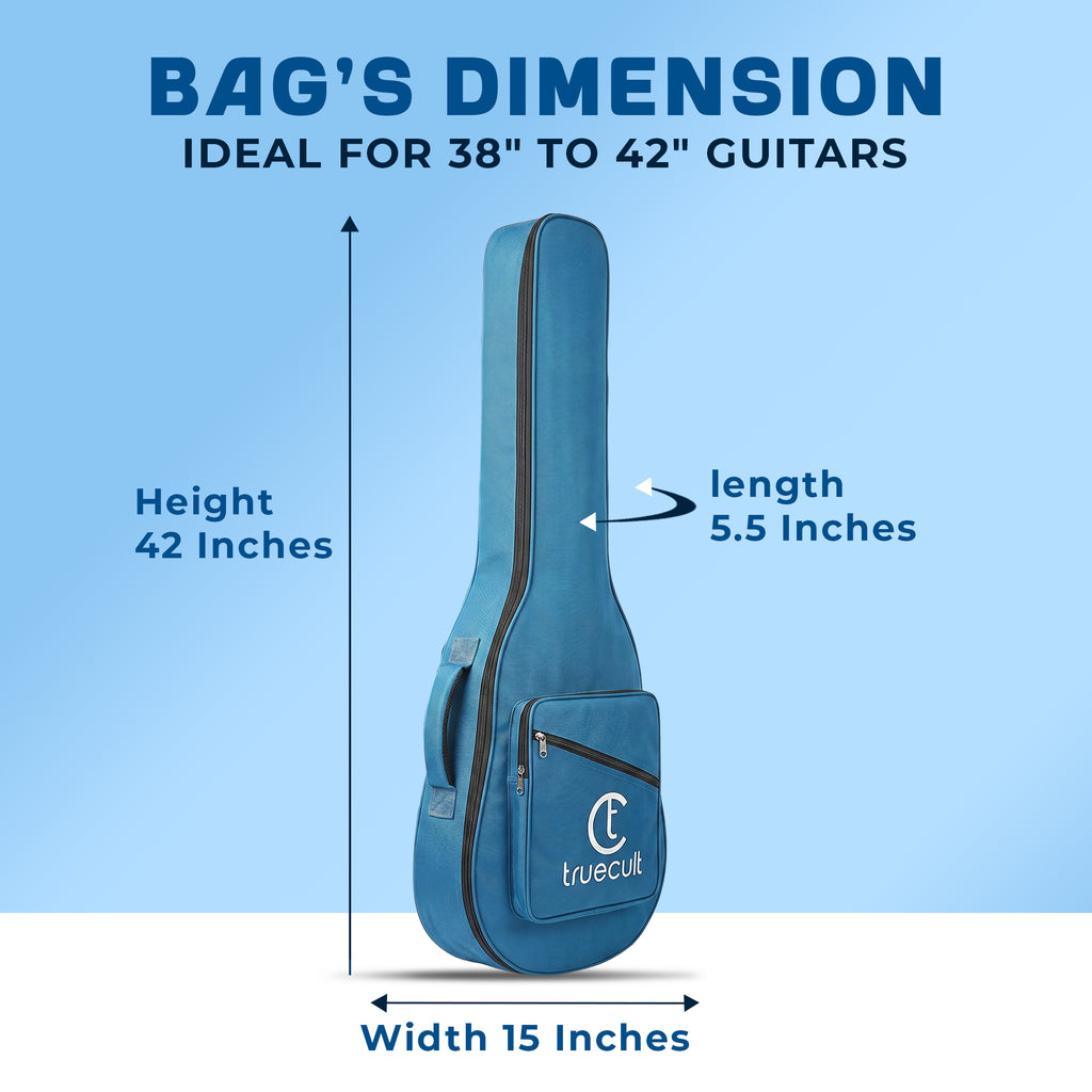 True Cult Padded Acoustic Guitar Bag – T-Blue | Fits Yamaha, Fender, Ibanez, Cort, ESP, Epiphone, Kadence & More
