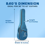 True Cult Padded Acoustic Guitar Bag – T-Blue | Fits Yamaha, Fender, Ibanez, Cort, ESP, Epiphone, Kadence & More