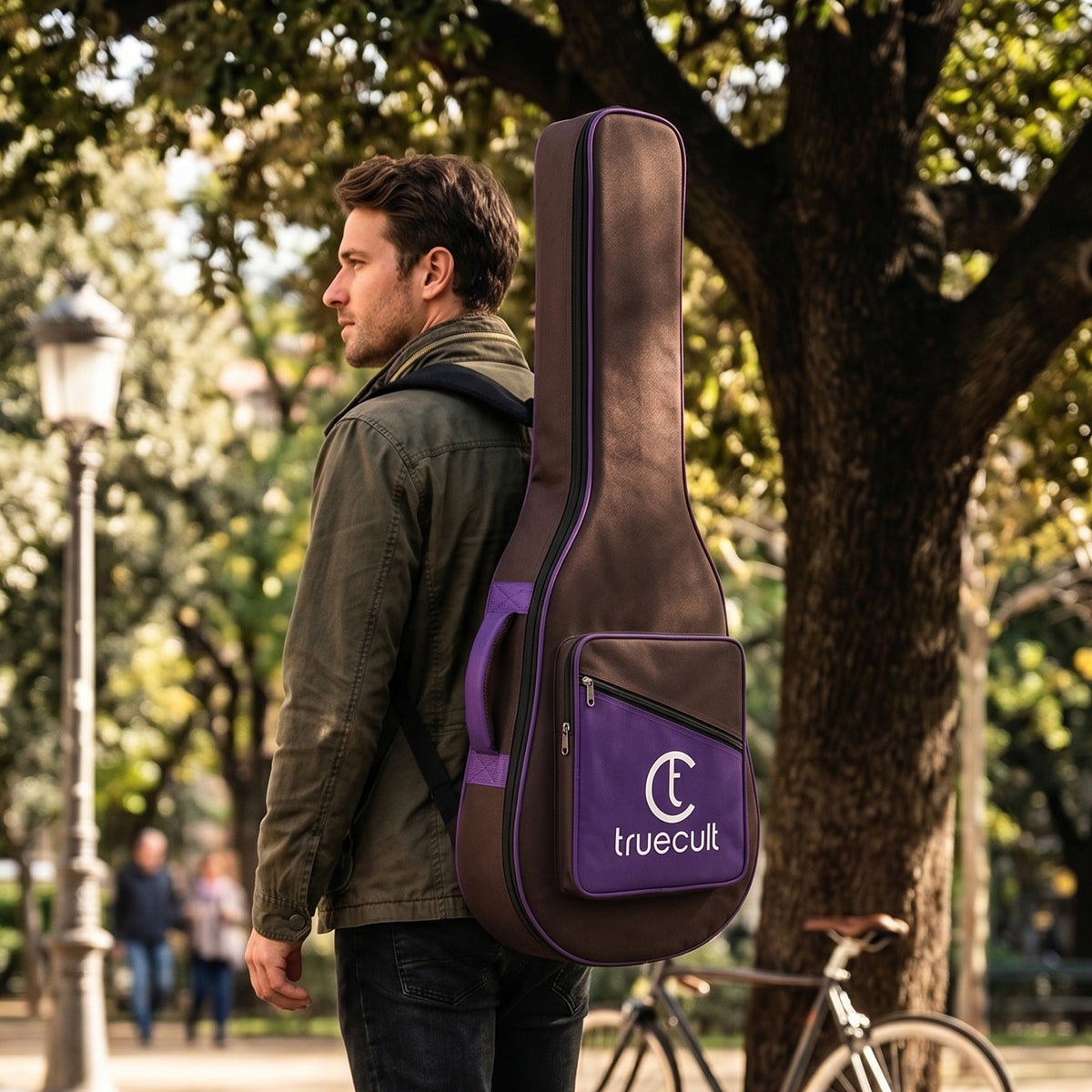 True Cult Padded Acoustic Guitar Bag – Coffee | Fits Yamaha, Fender, Ibanez, Cort, ESP, Epiphone, Kadence & More