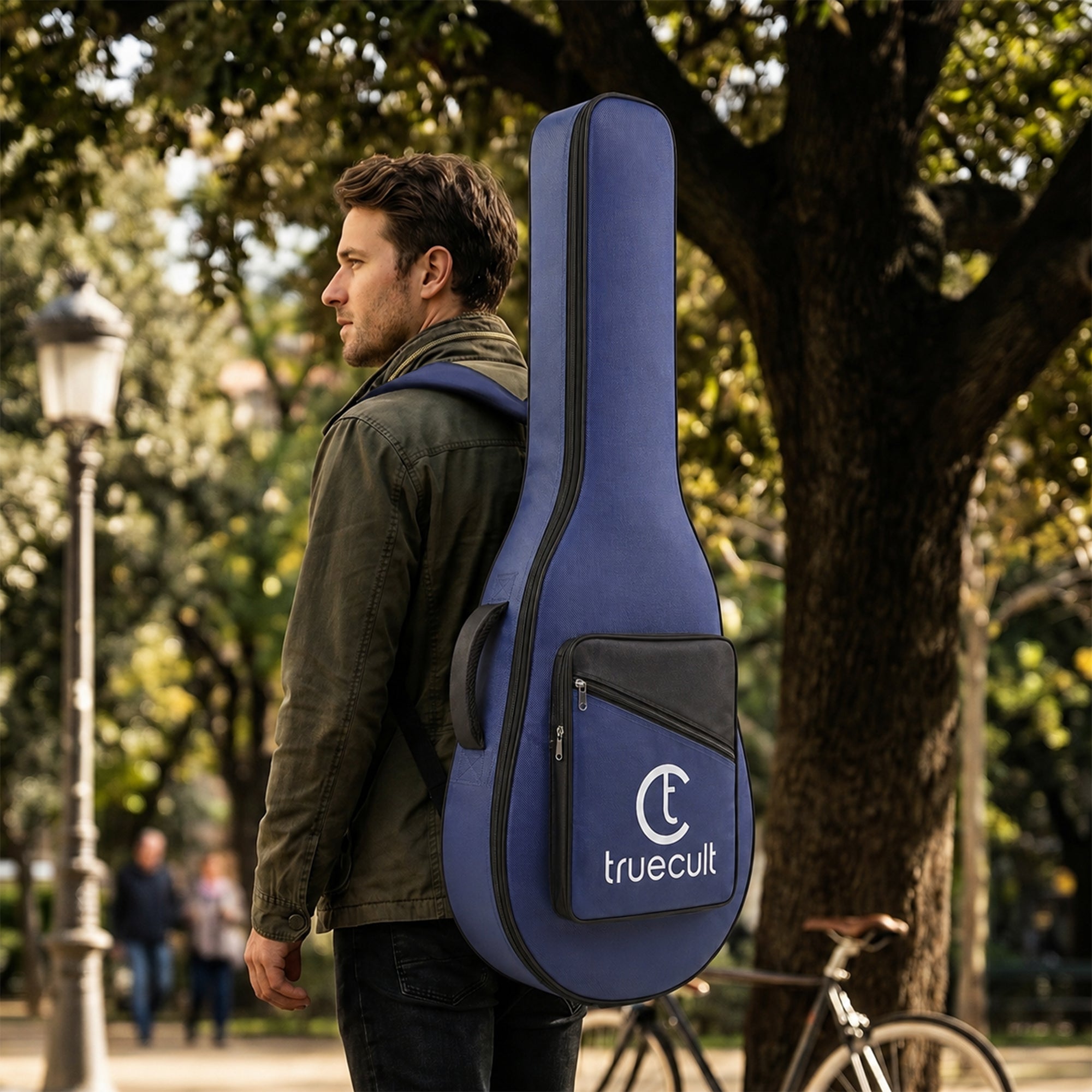True Cult Padded Acoustic Guitar Bag – Navy Blue | Fits Yamaha, Fender, Ibanez, Cort, ESP, Epiphone, Kadence & More