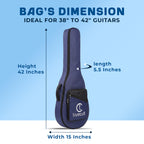 True Cult Padded Acoustic Guitar Bag – Navy Blue | Fits Yamaha, Fender, Ibanez, Cort, ESP, Epiphone, Kadence & More