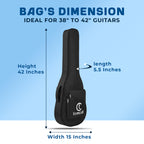 True Cult Padded Acoustic Guitar Case - Black | Compatible with Yamaha, Fender, Ibanez, Cort, ESP, Epiphone, Kadence & More