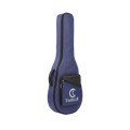 A navy blue ukulele gig bag with black trim and a front pocket featuring the white 'truecult' logo, shown on a plain white background.