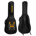 True Cult Acoustic Guitar Gig Bag - 30mm Extra Thick Padding, Double Pocket (Black-Sunflower)