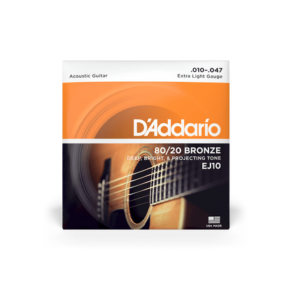 D'Addario EJ10 | 10-47 Extra Light Acoustic Guitar Strings