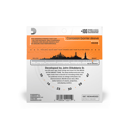 D'Addario EJ10 | 10-47 Extra Light Acoustic Guitar Strings