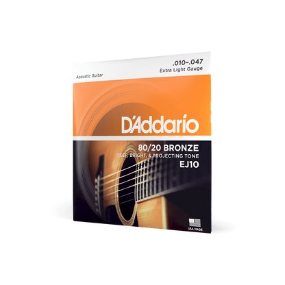 D'Addario EJ10 | 10-47 Extra Light Acoustic Guitar Strings