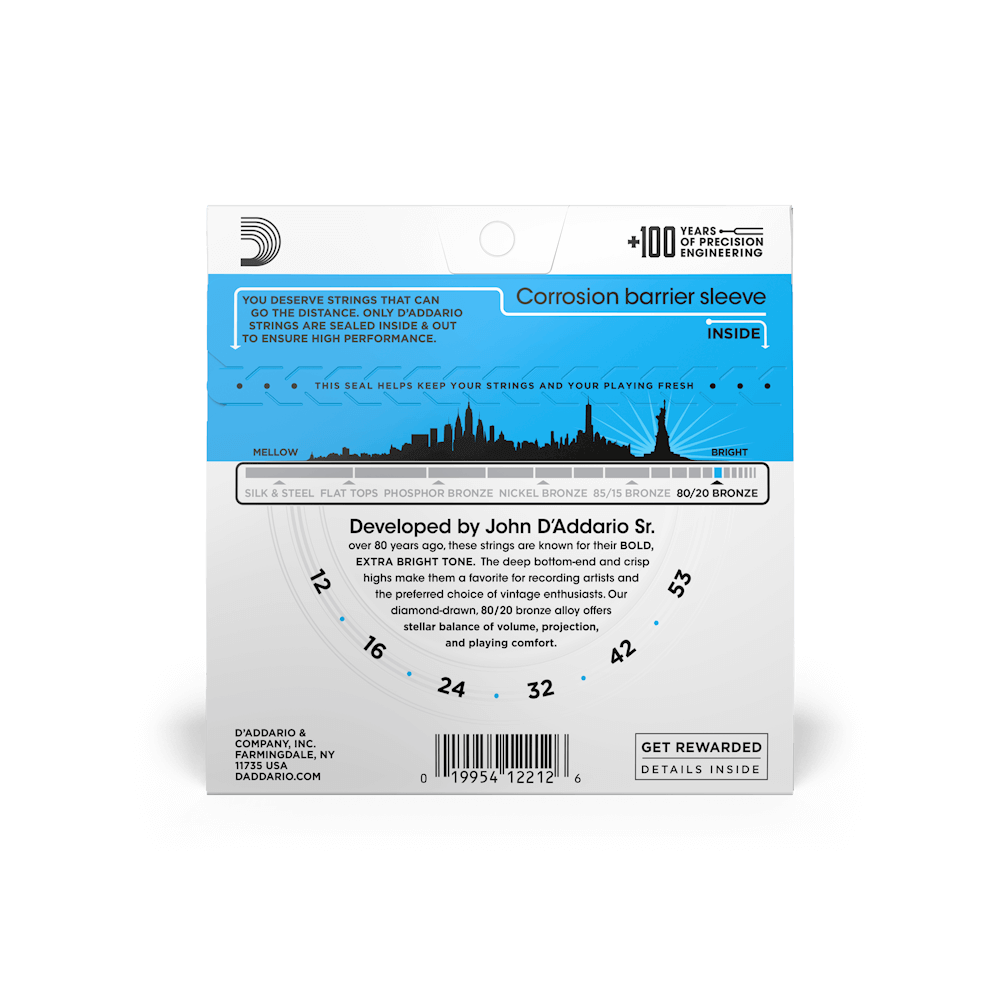 D'Addario EJ11 | 12-53 Regular Light Acoustic Guitar Strings