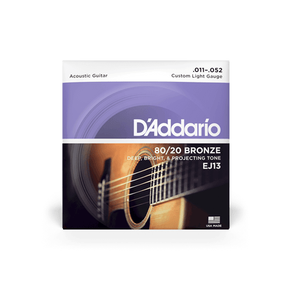 D'Addario EJ13 | 11-52 Custom Light Acoustic Guitar Strings