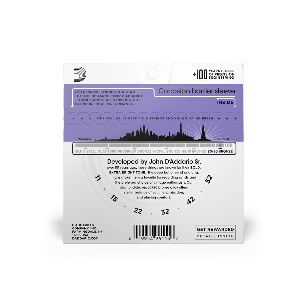 D'Addario EJ13 | 11-52 Custom Light Acoustic Guitar Strings