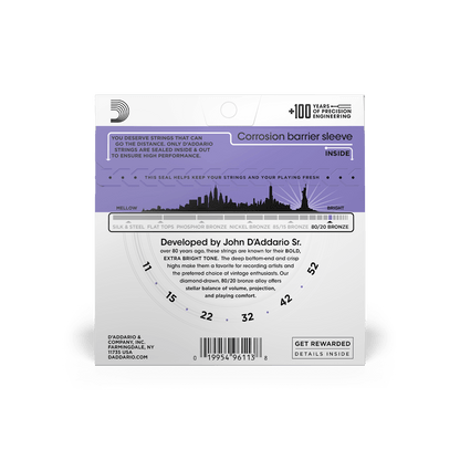 D'Addario EJ13 | 11-52 Custom Light Acoustic Guitar Strings