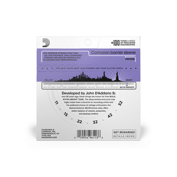 D'Addario EJ13 | 11-52 Custom Light Acoustic Guitar Strings