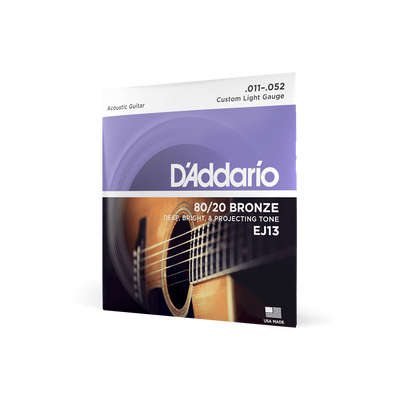 D'Addario EJ13 Custom Light Acoustic Guitar Strings - 11-52 Gauge 80/20 Bronze