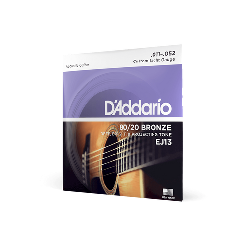 D'Addario EJ13 Custom Light Acoustic Guitar Strings - 11-52 Gauge 80/20 Bronze