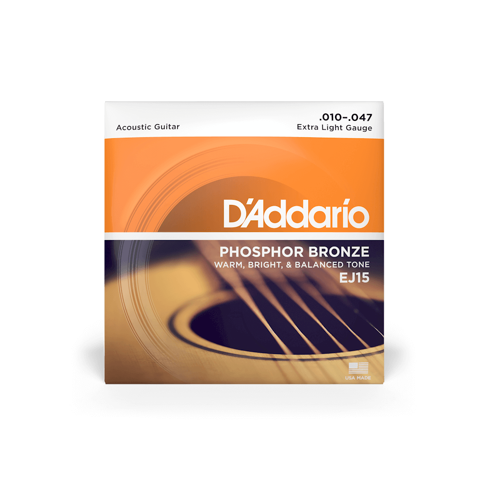 D'Addario EJ15 Phosphor Bronze Acoustic Guitar Strings - Extra Light 10-47