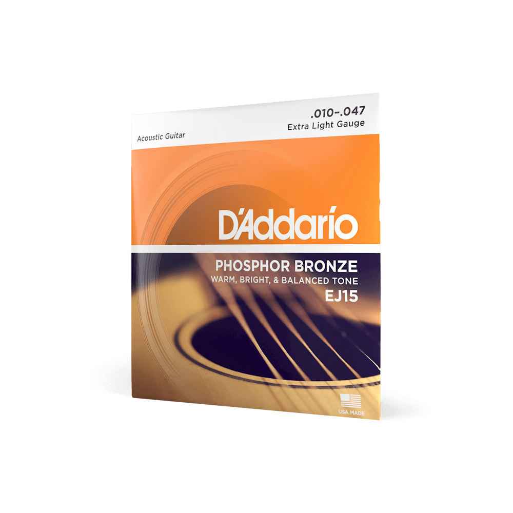D'Addario EJ15 Phosphor Bronze Acoustic Guitar Strings - Extra Light 10-47