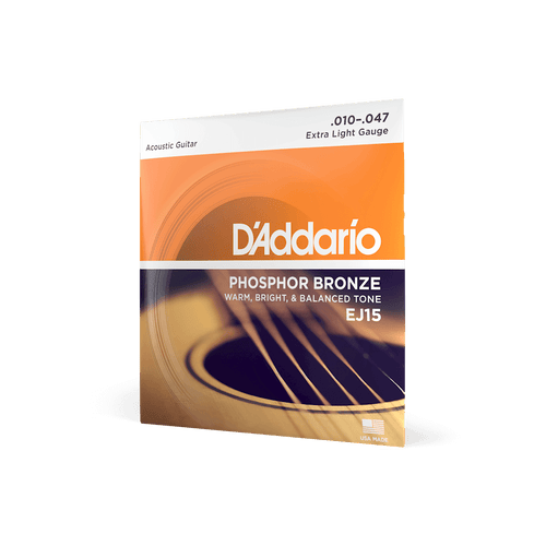 D'Addario EJ15 Phosphor Bronze Acoustic Guitar Strings - Extra Light 10-47