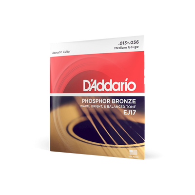 D'Addario EJ17 Phosphor Bronze Acoustic Guitar Strings - Medium 13-56 Gauge