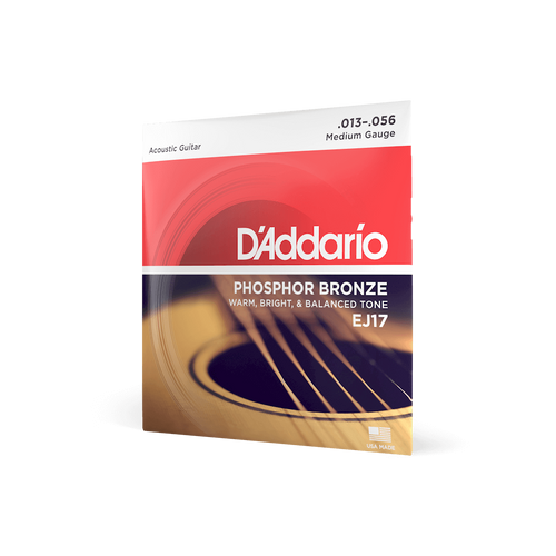 D'Addario EJ17 Phosphor Bronze Acoustic Guitar Strings - Medium 13-56 Gauge