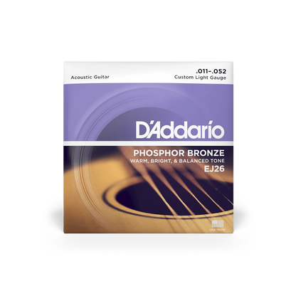 D'Addario EJ26 | 11-52 Custom Light Acoustic Guitar Strings