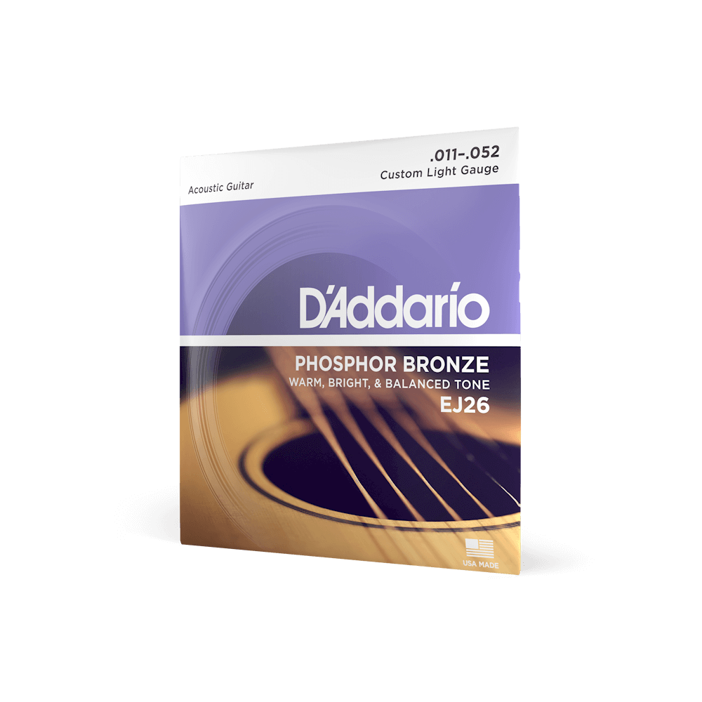 D'Addario EJ26 Phosphor Bronze Custom Light Acoustic Strings - 11-52 Gauge