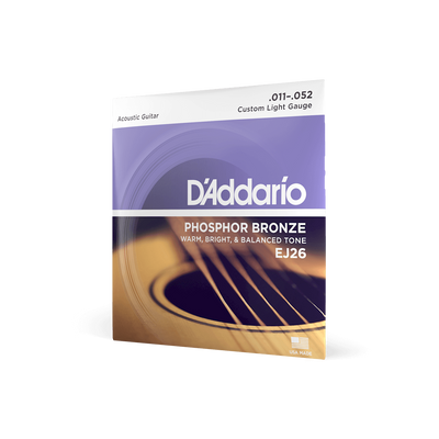 D'Addario EJ26 Phosphor Bronze Custom Light Acoustic Strings - 11-52 Gauge