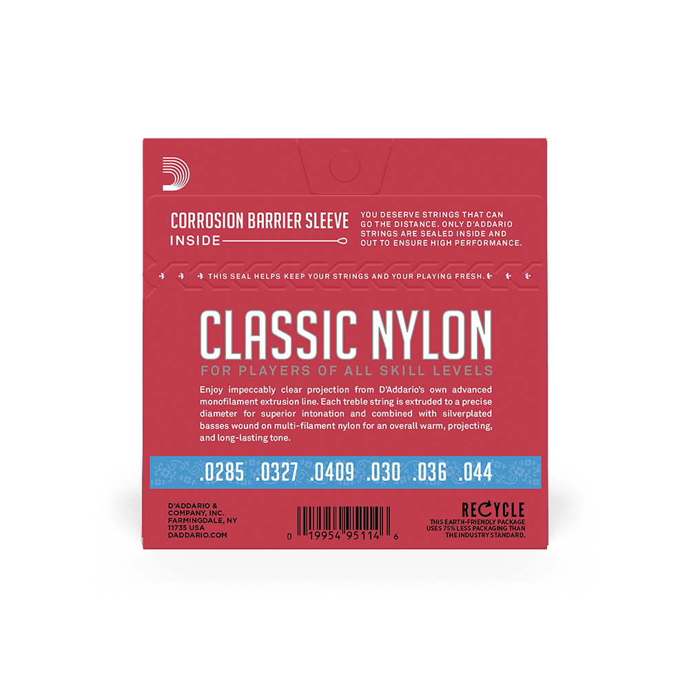 D'Addario EJ27H Classical Guitar Strings - Hard Tension Nylon for Students