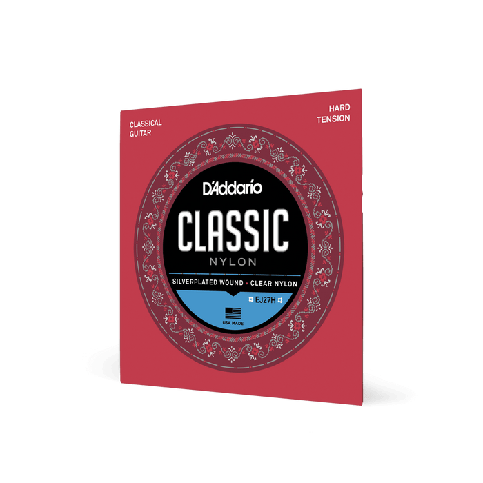 D'Addario EJ27H Classical Guitar Strings - Hard Tension Nylon for Students