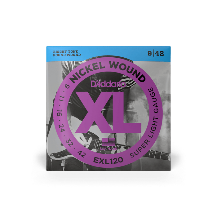 D'Addario EXL120 super light gauge string winding close-up