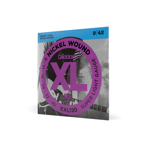 D'Addario EXL120 Nickel Wound Electric Guitar Strings - Super Light 9-42