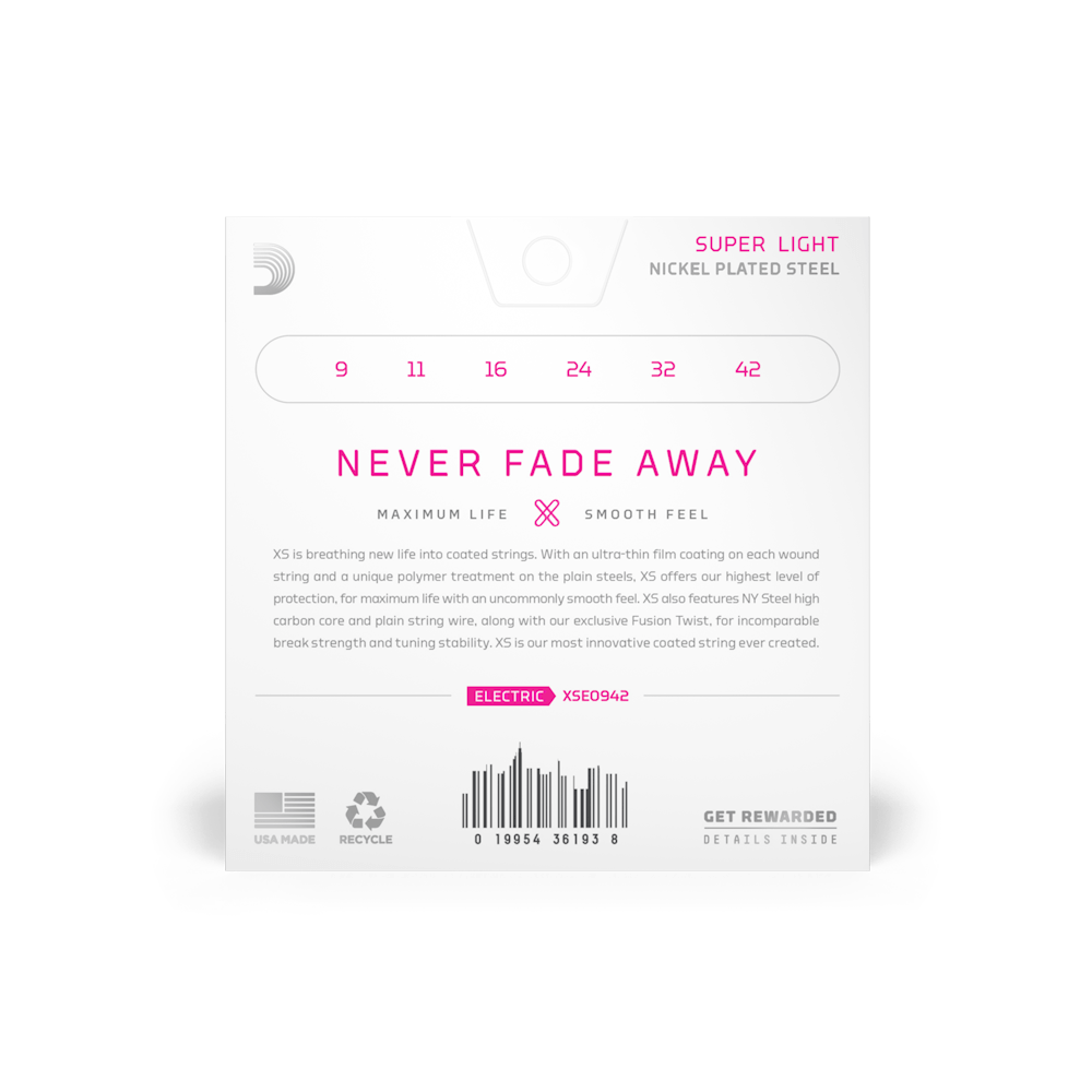 D'Addario XSE0942 | 09-42 Super Light Coated Electric Guitar Strings