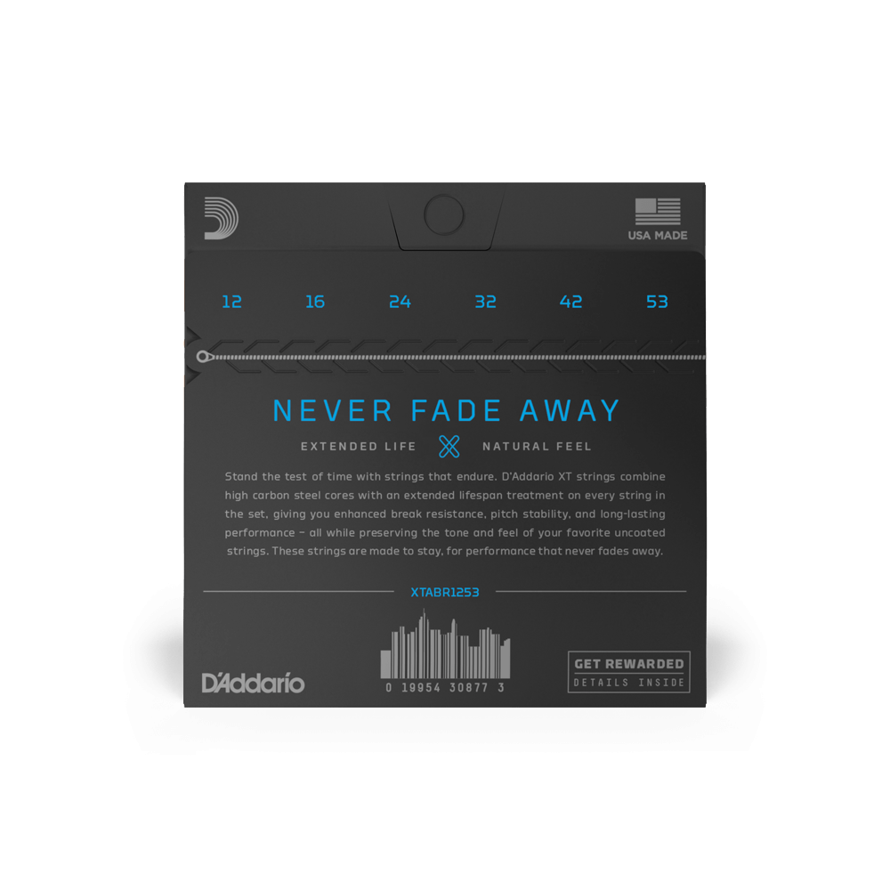 D'Addario XTABR1253 | 12-53 Light Coated Acoustic Guitar Strings