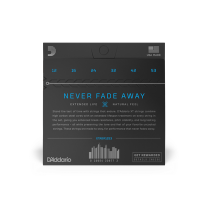 D'Addario XTABR1253 | 12-53 Light Coated Acoustic Guitar Strings