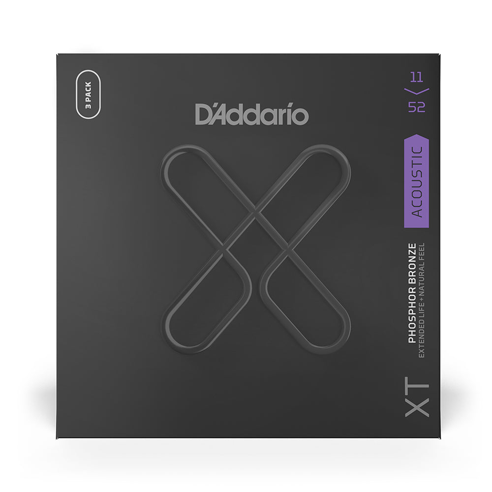 D'Addario XTAPB1152 XT Phosphor Bronze Acoustic Strings - Custom Light 11-52 Coated