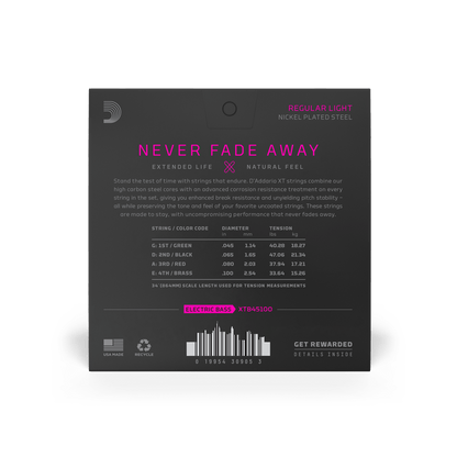 D'Addario XTB45100 | 45-100 Regular Light Long Scale Coated Bass Strings