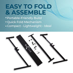 Guitar World Store Arctic AR-ZKS-03 black heavy-duty Z-style adjustable keyboard stand disassembled with hardware.