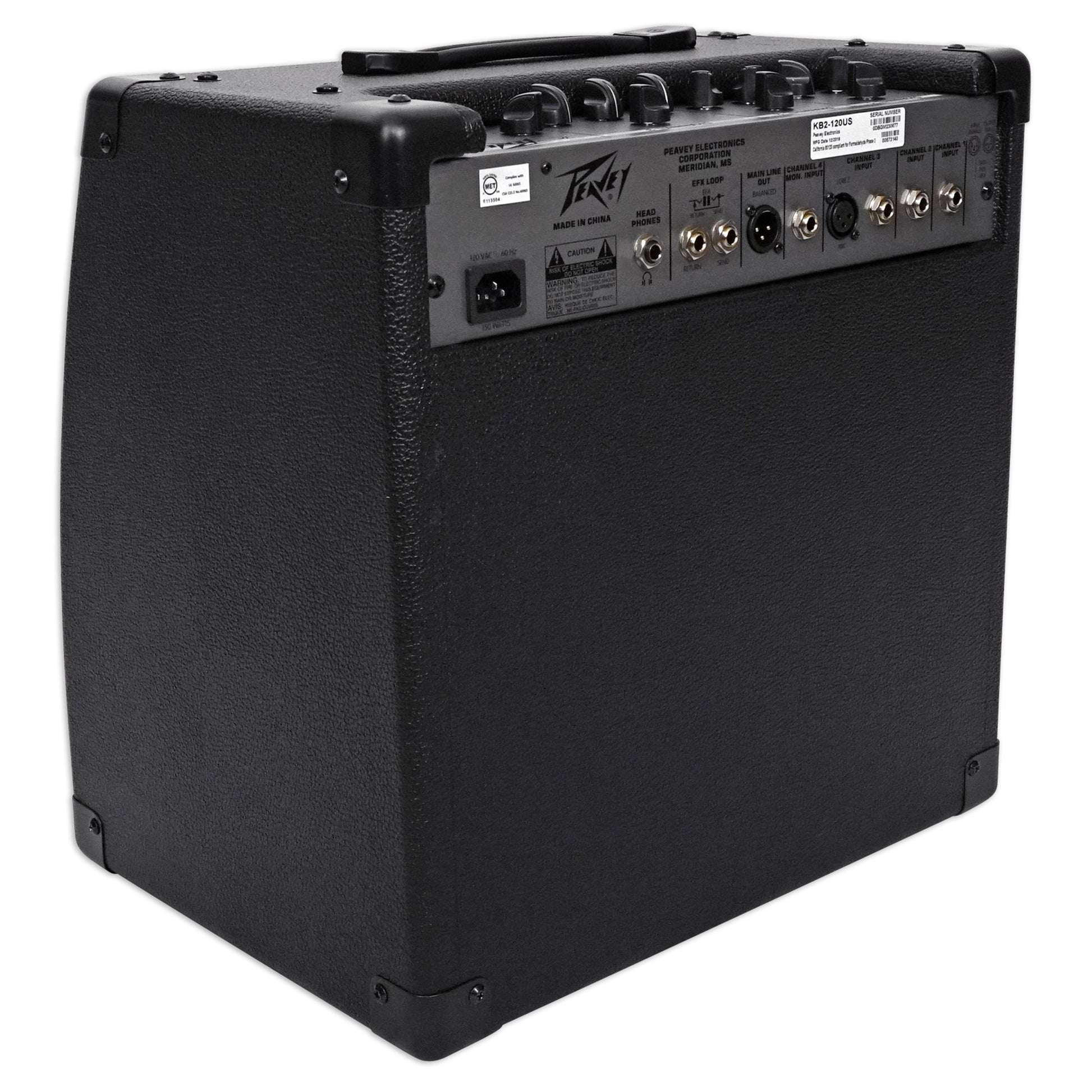 Black guitar amplifier with Peavey logo on a white background