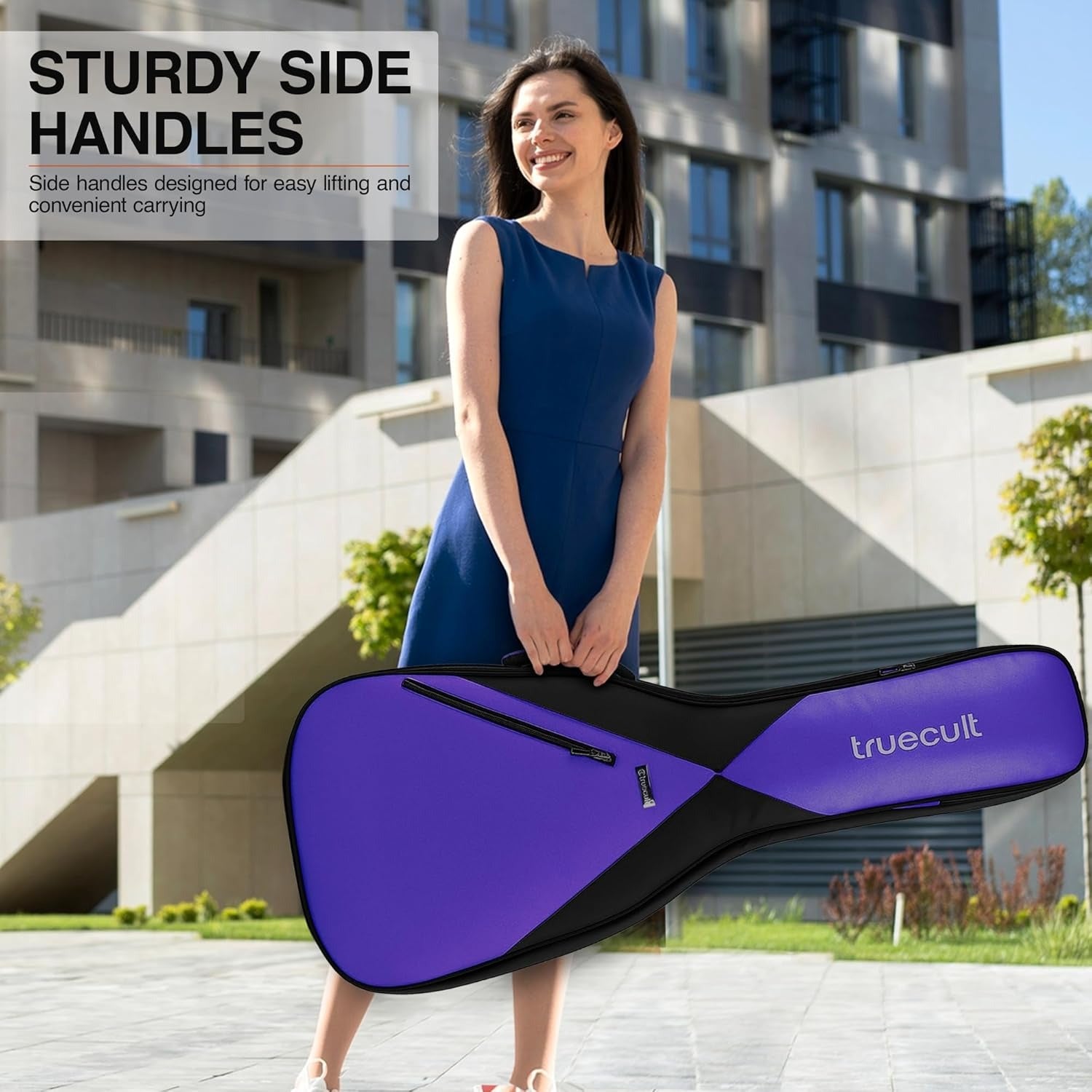 True Cult Padded Acoustic Guitar Bag – Violet | Fits Yamaha, Fender, Ibanez, Cort, ESP, Epiphone, Kadence & More