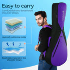 True Cult Padded Acoustic Guitar Bag – Violet | Fits Yamaha, Fender, Ibanez, Cort, ESP, Epiphone, Kadence & More