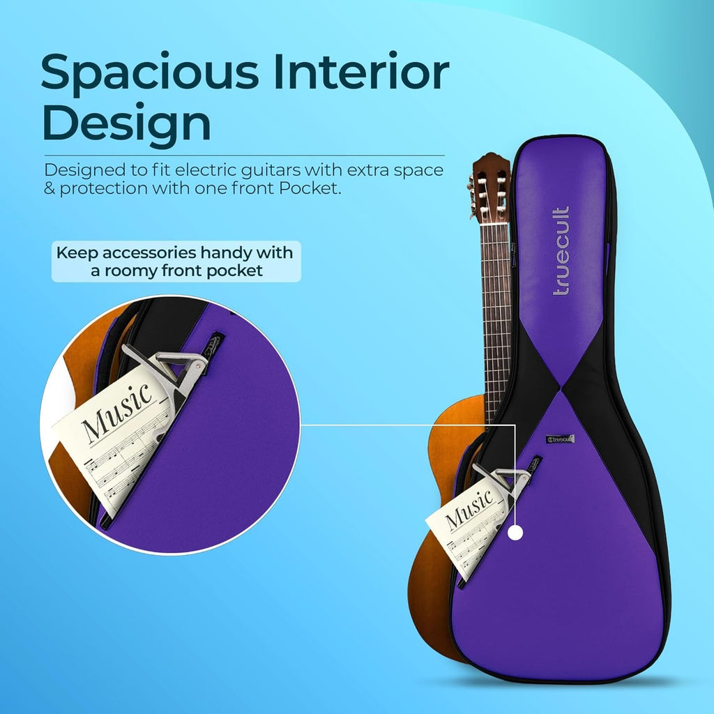 True Cult Padded Acoustic Guitar Bag – Violet | Fits Yamaha, Fender, Ibanez, Cort, ESP, Epiphone, Kadence & More