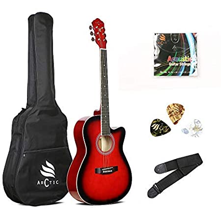 ARCTIC Sky series 39" Guitar (with Truss Rod) with Bag, 3 Picks, Strap & String Set. Standard Pack Red