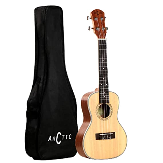 Arctic AC-UK24SPR Concert Ukulele Kit with Bag and String Set (Natural)