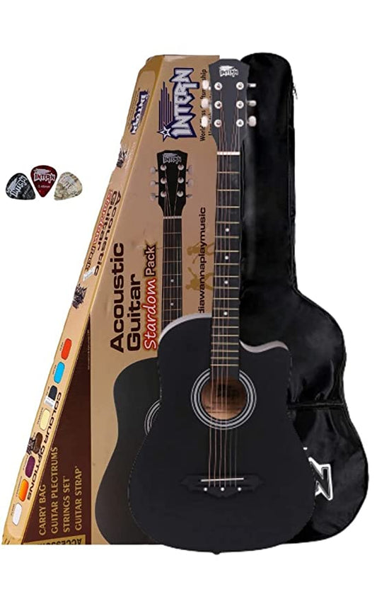 Intern 38C Cutaway Design Black Acoustic Guitar