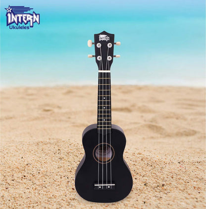 Intern Soprano 21 Ukulele with Bag (Black)