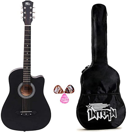Intern 38C Cutaway Design Black Acoustic Guitar
