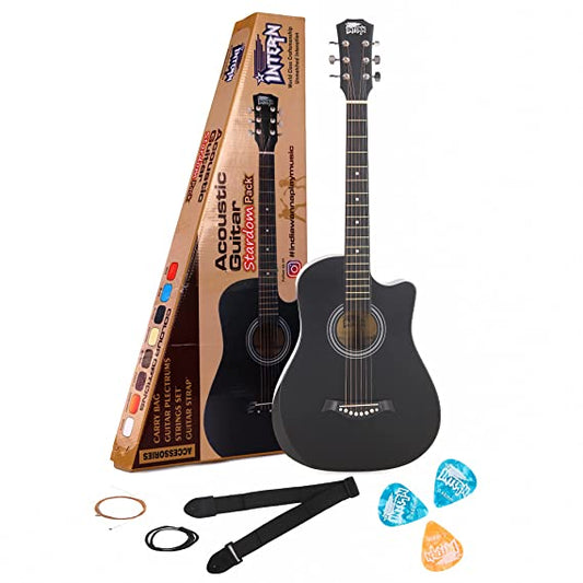 INTERN Cutaway Design Acoustic Guitar Pack - Black Carbon Fiber