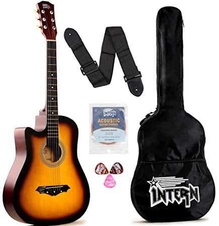 Intern INT-38C | 38 inch Acoustic Guitar Set - Sunbrust