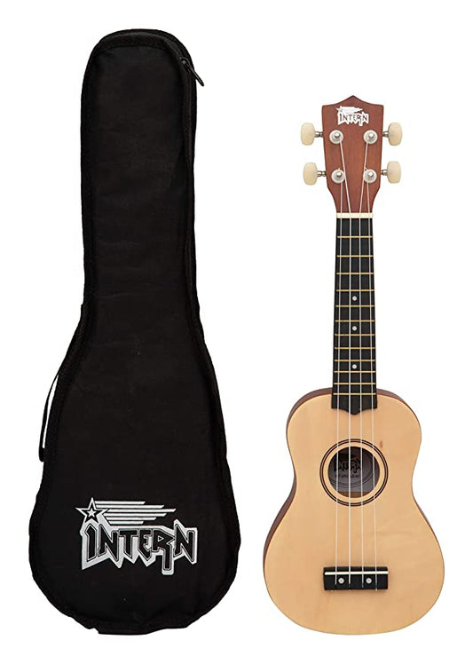 Intern INT-UK21LD-NT Soprano Ukulele with Bag (Natural)